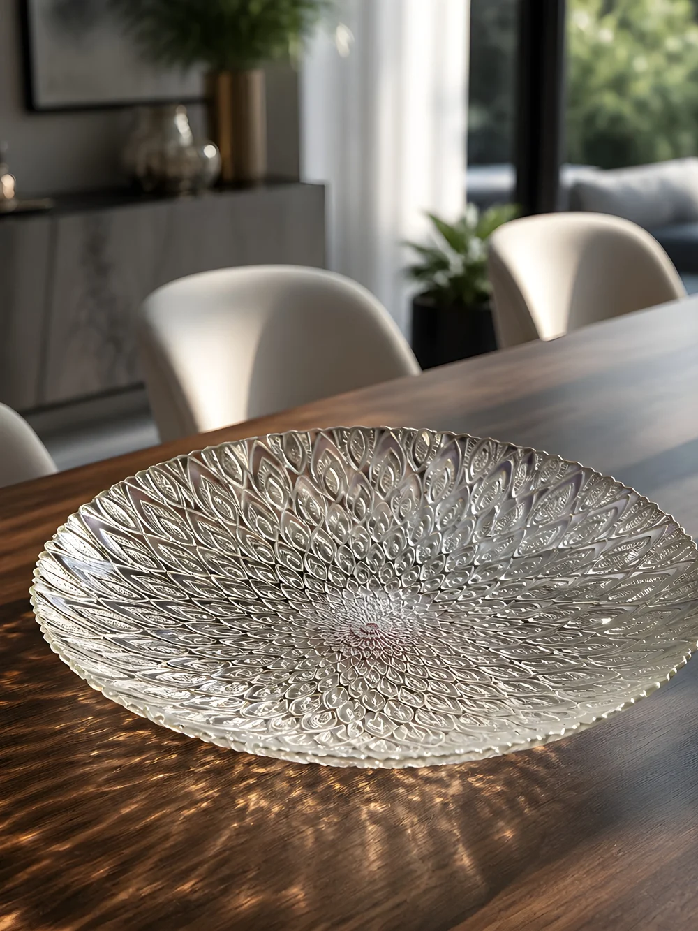 Siver Leaf Decorative Glass Bowl/Elegant Table Centerpiece-handpainted In INDIA